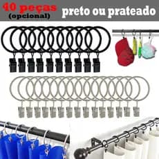 Conjunto de 40 argolas com prendedores de cortina, para pendurar cortinas, laços, chapéus e assim por diante