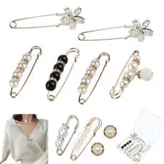 Broche de cristal com alfinete de flor e pérola de imitação Joias femininas - 10 peças