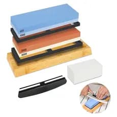 Kit de pedras para afiar facas, 2 peças de pedra de amolar profissional de 4 lados, granulação 400/1000 3000/8000