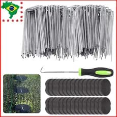 Pacote com 100 grampos galvanizados para paisagens de 15 x 3 cm de jardim estacas de cobertura de plantas estacas