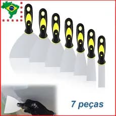 Kit 7 Espátulas de Aço Inox Profissional com Cabo Emborrachado – Tamanhos 1" - 5" – Para Massa Corrida,Drywall e Pintura
