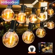 HiGooGoo G40 Inquebrável 20/30M Cordão De Luz Iluminação Externa Varal De Luze Com Lâmpada Decoração Para Natal Carnaval