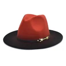 Chapéu Feminino Gradiente Fedora Jazz De Aba Larga Retro Britânico Panamá
