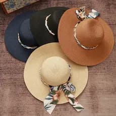Chapéu De Cowboy Boêmio Da Moda Para Mulheres , Chapéus De Praia Flexíveis Palha De Sol De Verão , Panamá
