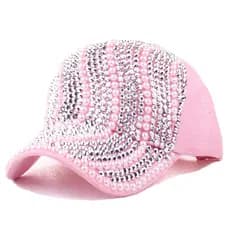 Boné De Beisebol Com Lantejoulas Pérola E Strass Para Mulheres , Chapéu De Algodão De Verão Snapback De Hip Hop Meninas
