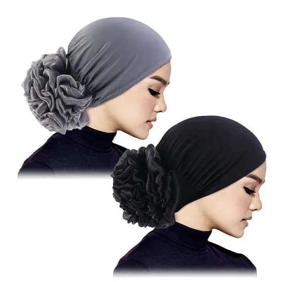 Hijabs Feminino Grande Flor Turbante Acessórios Para O Cabelo Pano Elástico Faixas De Chapéu Gorro Senhoras Muçulmano Pe