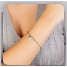 Pulseira de aço inox coração robusto e menino 17 cm