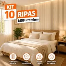 Kit 10 Ripas Ripado Shiplab MDF Cru 5cmx1m x 3mm para Painéis, Boiseries, Molduras e Artesanato