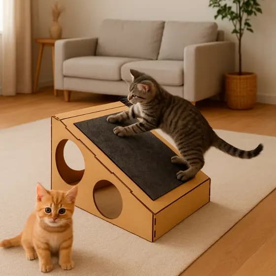 Rampa Arranhador Gatos Divertida Anti Stress Gatos Pet Madeira MDF