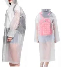 Capa de Chuva em PVC Grossa Longa com Capuz: Kit Transparente Reforçado, Impermeável e Reutilizável