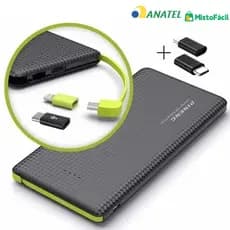 Carregador portátil Pinneng Power Bank 10.000mah com iPhone, adaptador V8
