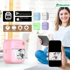 Nova mini impressora: modelo portátil e sem fio, compatível com sistemas Android e iOS, impressão em papel térmico.