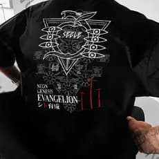 Camiseta Masculina Feminina Basica e OVERSIZED Neon Genesis Evangelion Seele Nerv Anime Vintage