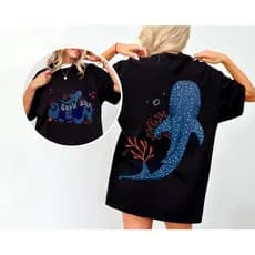 Camiseta Masculina Feminina Algodão Dupla Face Save The Ocean e Tubarão-Baleia T-shirt Unissex Blusa Streetwear