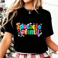 Camiseta Feminina Educação Infantil Creche Escola Professora Monitora Casual T-shirt Blusa Unissex