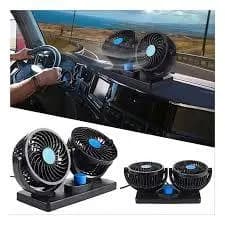 Ventilador de Carro USB 12V - Design Duplo com Rotação 360° e 2 Velocidades