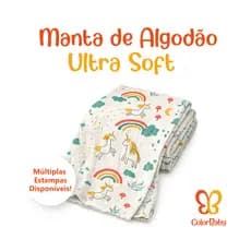 Manta Cobertor 120x100 Ultra Soft Antialérgico de Algodão para Bebês - ColorBaby