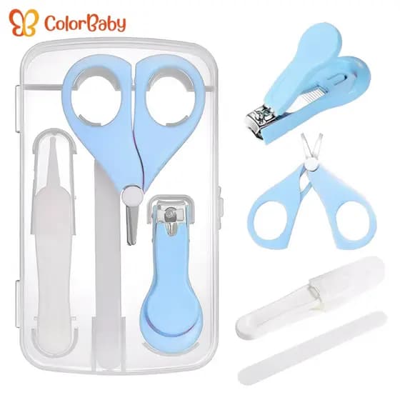 Kit Manicure Infantil c/ Estojo – Tesourinha, Cortador, Lixa e Pinça p/ Bebês e Crianças - ColorBaby