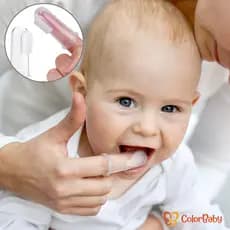 Escova de Dedo para Bebê - Massageia gengiva, limpa dentes, com estojo - Modelo Dedal - ColorBaby