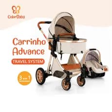 Carrinho de Bebê Travel System 3 em 1 - Bebê Conforto, Moisés e Passeio - Modelo Advance - ColorBaby