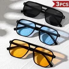 kit Óculos De Sol Retro Quadrado Lente Oceano Vintage oversized clássico colorido polarizado Unissex