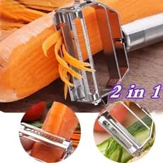 Descascador para Vegetais 18cm/Descascador INOX Legumes Frutas Dupla Lâmina Móvel 2 Em 1