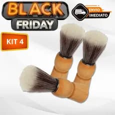 Kit 4 Pincel De Barbear Cerdas Macias Sintéticas Para Espuma De Barbear Kit Barba Completo