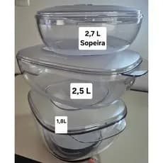 TUPPERWARE. KIT TRAVESSAS MÁGICAS DE POLICARBONATO, COM 3 PEÇAS. CAPACIDADES: 1,8L; 2,5L; 2,7L.. PRESENTE DE CASAMENTO?