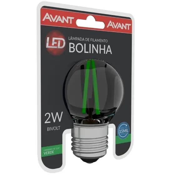 Lâmpada LED Bolinha Filamento 2W Verde Bivolt Avant