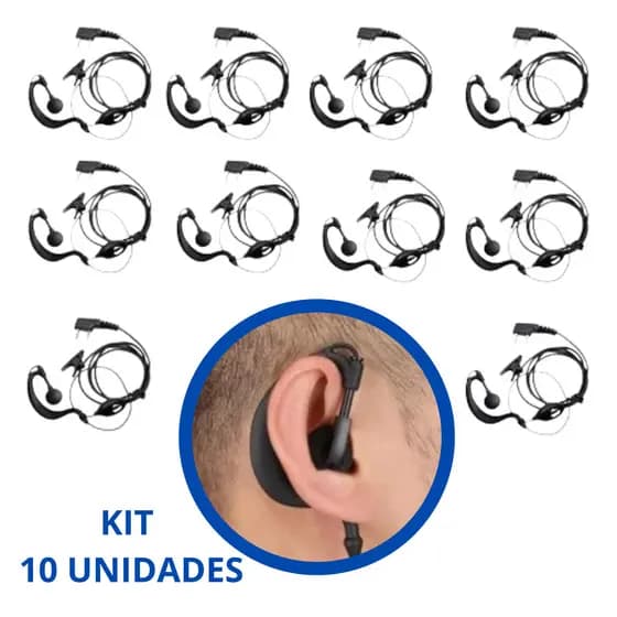 Kit 10 Fone De Ouvido Baofeng 777s Kenwood Rádio Comunicador Radio PPT walk talk