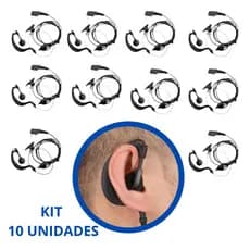 Kit 10 Fone De Ouvido Baofeng 777s Kenwood Rádio Comunicador Radio PPT walk talk
