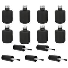 Frasco de Esmalte Refil Vazio 10 ml Preto – Recipiente para Base, Top Coat ou Esmalte – SQ7644