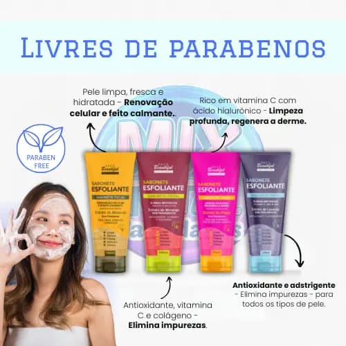 Sabonete Esfoliante Facial Face Beautiful 100ml – Limpeza Profunda e Renovação da Pele