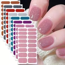 8 peças de adesivos de cobertura total para unhas, adesivos de gel autoadesivos para unhas, à prova d'água