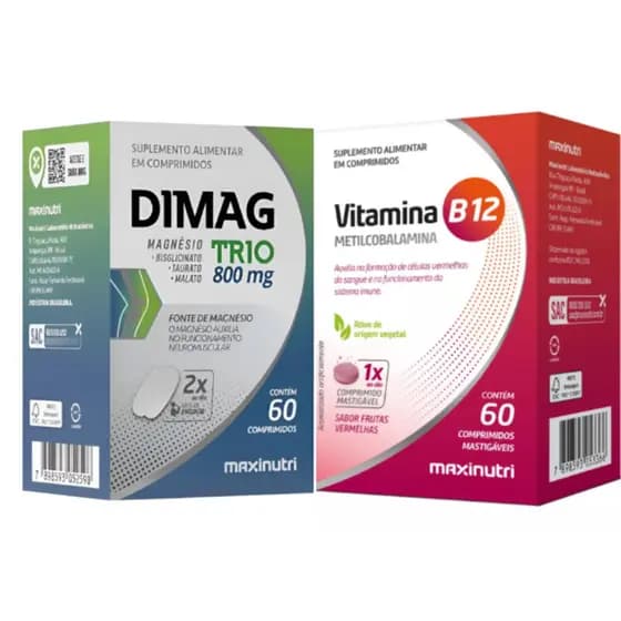 Kit 1 Vitamina B12 Metilcobalamina + 1 Magnésio Trio 60 Comp