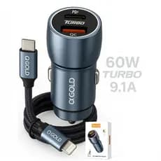 Carregador Veicular Turbo 60w Agold, Carregador De Carro Turbo Turbo PD 60W Dual USB