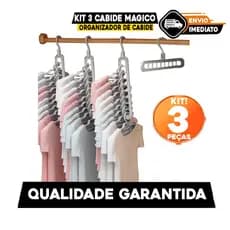 Kit 3 Cabide Magico Organizador de Cabide Dobrável 9 Divisórias Multiuso 360º so aqui