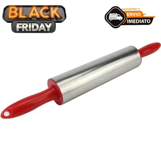 Rolo De Metal Para Abrir Massas Ideal Para Pão Macarrão Pizza  ,40cm