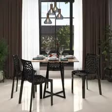 Kit 4 Cadeiras Gruvyer Preta Sala/Quarto/Varanda/Mesa/Jantar
