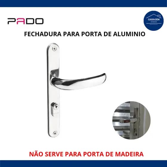 Fechadura Externa Estreita Pado Perfil Estreito Concept Esp 603-22CE (Porta Alumínio)  -  Pado Original Nacional