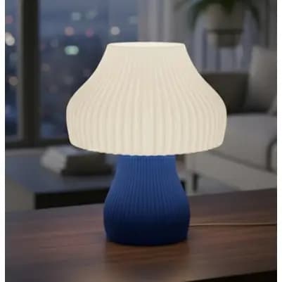 Exclusiva Luminária Cogumelo Iluminação Decoração de Led  Moderna Ondulada  Azul