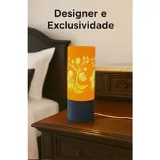 Luminária Abajur De Mesa Lampada Led Quarto Moderna Estampada Com Flores em Relevo