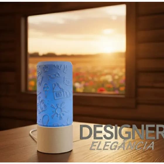 Exclusiva Luminária Infantil Abajur De Mesa Lampada Led Quarto Moderna Estampada desenho infantil em Relevo