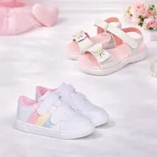 Kit Tenis Infantil Menina E Sandalia Confortavel Anatomico Antiderrapante Leve Flexivel 2 Pares