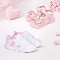 Kit 2 Pares Tenis Infantil Menina E Sandalia Anatomica Conforto Antiderrapante Leve Flexivel