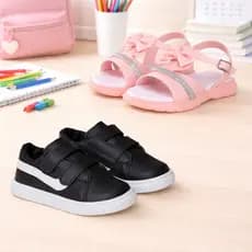 Kit Tenis Infantil Feminino E Sandalia Papete Laco Strass Confortavel Antiderrapante Dia a Dia