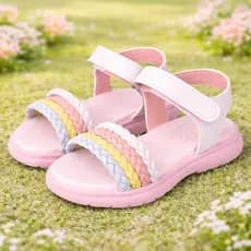 Sandalia Infantil Menina Tranças Confortavel Leve Flexivel Macia Antiderrapante Feminina Rosa