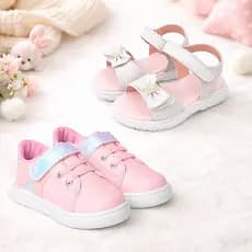Kit Tenis Infantil Menina E Sandalia Velcro Ajustavel MimoFlex Confortavel Antiderrapante Dia a Dia