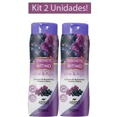 KIT 2 Unidades Sabonetes íntimos UVA & AÇAÍ 200mL APINIL