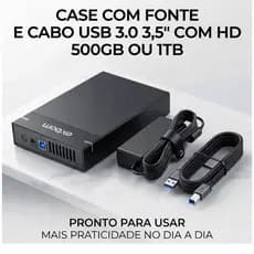 HD EXTERNO GAMER 500GB / 1TB COM FONTE USB3.0 / 3,5" PS3, PS4, XBOX, PC LED DISSIPADOR DE CALOR NF